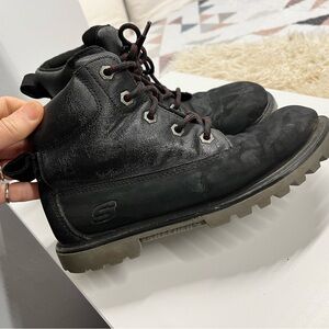 Skechers Boys Black Rugged Lace Up Boots Size 4 Hiking Work